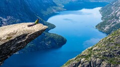 landscape valley cliff river Trolltunga Norway