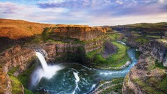 landscape waterfall river rock Palouse Falls Washington