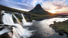 landscape waterfall sunlight sky clouds nature brasil