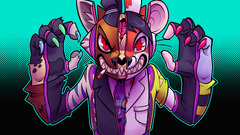 Lapfox Trax Renard Anime cyan cyan background furry