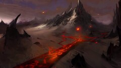 lava Mountains fantasy art dark fantasy
