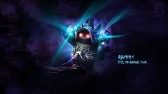 League of Legends Rammus video games cyan purple background