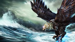 League of Legends video games PC gaming eagle Sea waves Animals