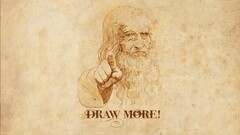Leonardo da Vinci humor Typography finger pointing drawing face