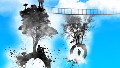 Life abstract circle People nature sky Trees clouds digital art