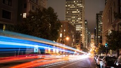 light trails City night long exposure building San Francisco