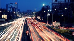 light trails road cityscape street light Paris France