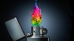 lighter liquid rainbows Photoshop water drops fire colorful