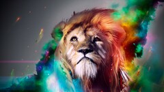 lion artwork colorful digital art Mammals Animals
