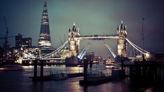 London Tower Bridge night cityscape City architecture England