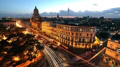 long exposure City light trails cityscape