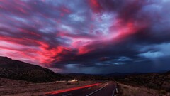 long exposure landscape clouds road sky sunlight light trails