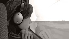 Lost in Translation monochrome headphones Scarlett Johansson