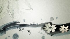 lotus flowers monochrome artwork fish Flowers