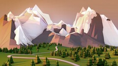 low poly artwork landscape Mountains simple nature