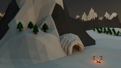 low poly digital art cgi render nature winter snow Mountains
