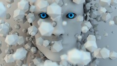 low poly digital art robot face artwork eyes