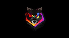 low poly wolf black background Animals digital art abstract