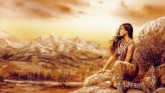 luis royo fantasy girl landscape Native Americans
