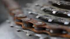 macro bicycle chain gears rust metal