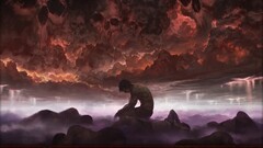 magic: the gathering titans kneeling skull artwork fantasy art