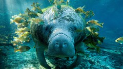 manatee Animals national geographic fish Sea Life blue Turquoise
