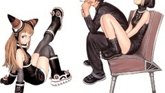 Manga anime girls anime boys smoking Simple Background