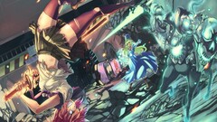 Manga anime girls Anime miniskirt stockings cyan