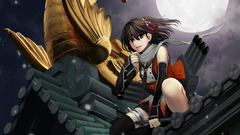 Manga anime girls Anime rooftops moon