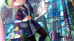 Manga anime girls hat flower in hair