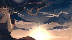 Manga anime girls sky long hair