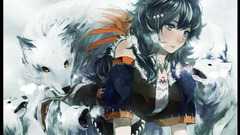 Manga Anime wolf black hair blue eyes cold long hair