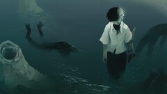 Manga water Anime silhouette original characters dark background