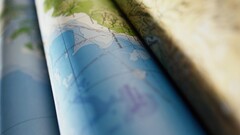 Map photography blue