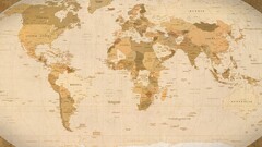 Map world map sepia continents Beige USA Russia