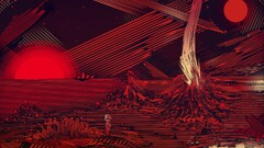 Matei Apostolescu digital art lines volcano surreal circle sky