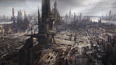 matte paint cityscape urban architecture digital art skyscraper