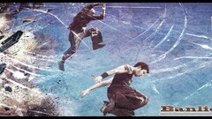 Men jumping explosion