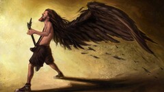 Men Music long hair wings musical instrument guitar