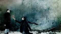 Men Women surreal snow wall