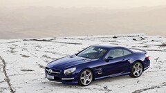Mercedes SL 65 AMG Car blue cars Mercedes-Benz vehicle snow