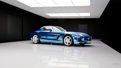 mercedes sls blue cars vehicle Car Mercedes-Benz