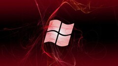 microsoft windows logo digital art red background