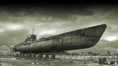 military ship submarine World War II vehicle sepia Birkenhead