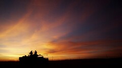 military vehicle soldier sky sunlight