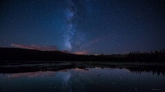 Milky Way Stars Lake Space space art reflection night landscape