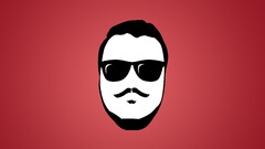 Minimalism face red background sunglasses