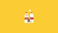 Minimalism humor milk yellow background bottles yellow