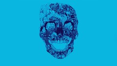 Minimalism skull Simple Background blue background artwork teeth