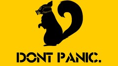 Minimalism yellow humor squirrel yellow background gas masks